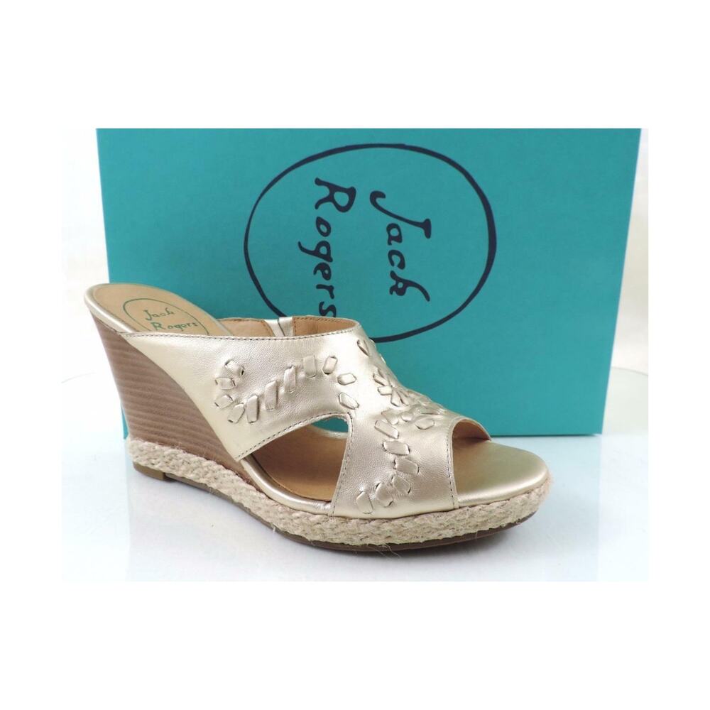 Women's Shoes Jack Rogers Sophia Slide Wedge Sandal Heels Platinum Size 8.5